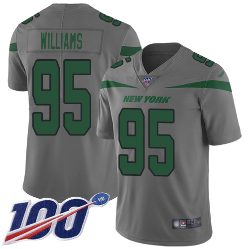 New York Jets Limited Gray Men Quinnen Williams Jersey NFL Football #95 100th Season Inverted Legend